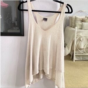 Women's Cream Sparkle & Fade Layered Tank Top Size Large